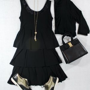 NWT Tiana B Black Scoop neck Ruffled Tank …